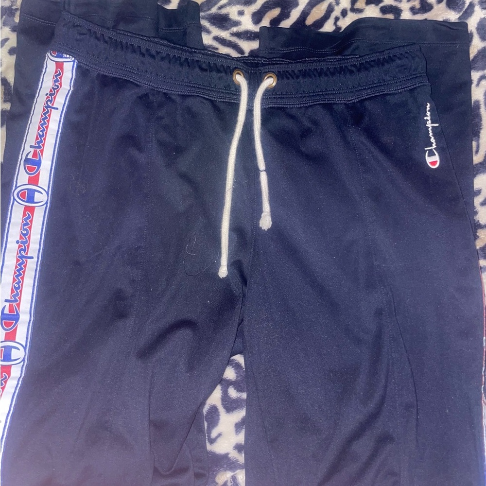 Champion  Navy Joggers with Logo Stripe